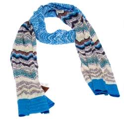 Pre Owned Missoni Multicolor Jacquard Pointelle Knit Scarf