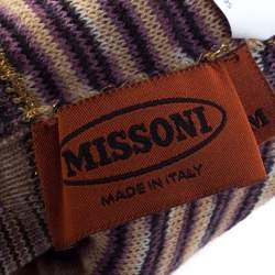 Pre Owned Missoni Purple and Gold Lurex Knit Beret M 