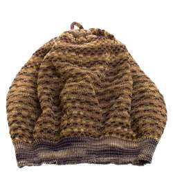 Pre Owned Missoni Purple and Gold Lurex Knit Beret M 