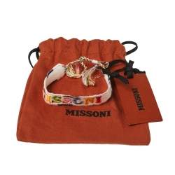 Pre Owned Missoni White Canvas Logo Embroidered Friendship Bracelet