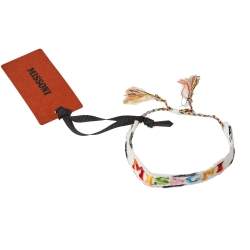 Pre Owned Missoni White Canvas Logo Embroidered Friendship Bracelet