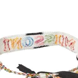 Pre Owned Missoni White Canvas Logo Embroidered Friendship Bracelet