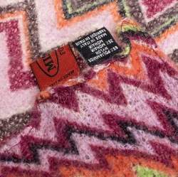 Pre Owned Missoni Foulard Multicolor Chevron Patterned Knit Scarf