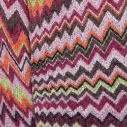 Pre Owned Missoni Foulard Multicolor Chevron Patterned Knit Scarf