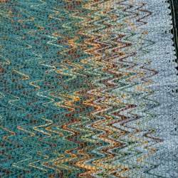 Pre Owned Missoni Sciarpe Blue Chevron Patterned Fringed Wool Stole