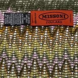 Pre Owned Missoni Sciarpe Green Chevron Patterned Wool Stole