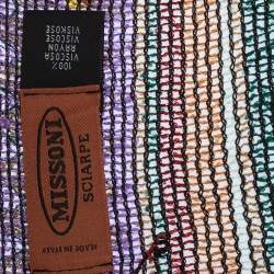 مملوكة مسبقًا وشاح ميزوني تريكو نمط مموج متعدد الألوان بشراشيب