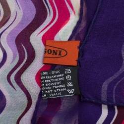 Pre Owned Missoni Multicolor Wave Printed Silk Scarf