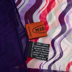 Pre Owned Missoni Multicolor Wave Printed Silk Scarf