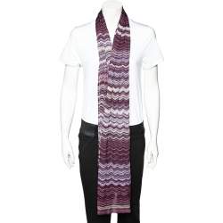 Pre Owned Missoni Purple Chevron Pointelle Knit Stole