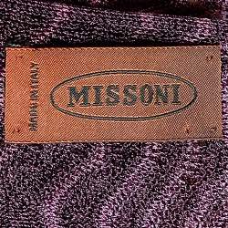 Pre Owned Missoni Purple Chevron Pointelle Knit Stole