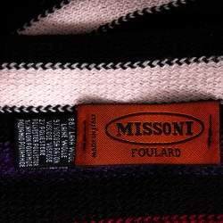 Pre Owned Missoni Multicolored Striped Wool & Lurex Knit Fringed Scarf