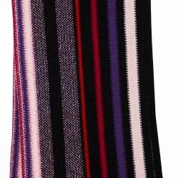 Pre Owned Missoni Multicolored Striped Wool & Lurex Knit Fringed Scarf