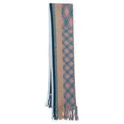Missoni Multicolor Patterned Wool Knit Fringed Stole