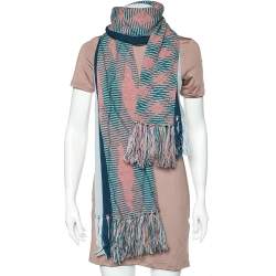 Missoni Multicolor Patterned Wool Knit Fringed Stole