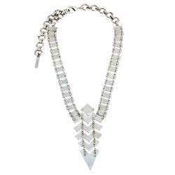 Pre Owned Missoni Enamel Silver Tone Geometric Shaped Long Necklace