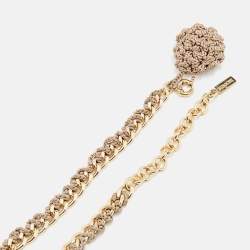 Pre Owned Missoni Vintage Gold Tone Crochet Knit Overlay Beaded Long Necklace