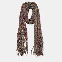 Pre Owned Missoni Multicolor Cut Out Patterned Knit Stole