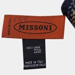 Pre Owned Missoni Multicolor Chevron Pattern Wool Knit Fringed Stole