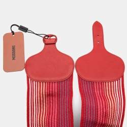Pre Owned Missoni Red Elastic Fabric and Leather Waist Belt Size S