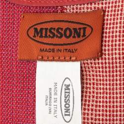 Pre Owned Missoni Red Elastic Fabric and Leather Waist Belt Size S