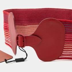 Pre Owned Missoni Red Elastic Fabric and Leather Waist Belt Size S