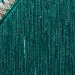 Missoni Green Check Pattern Knit Fringed Stole