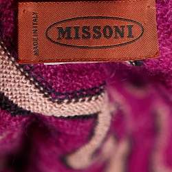Missoni Pink Chevron Pattern Wool Knit Scarf