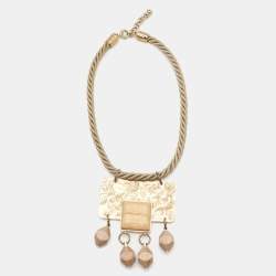 Pre Owned Missoni Resin Pendant Gold Tone Choker Necklace