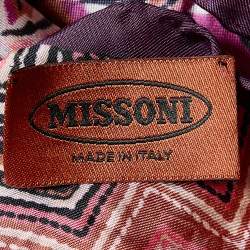 Pre Owned Missoni Pink Multicolor Printed Silk Triangular Scarf