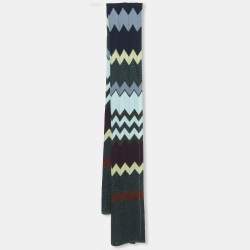 Pre Owned Missoni Multicolor Chevron Wool Knit Scarf