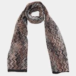 Pre Owned Missoni Multicolor Chevron Patterned Wool Knit Scarf