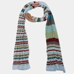 Pre Owned Missoni Multicolor Striped Lurex Rib Knit Stole