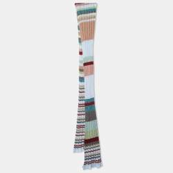 Pre Owned Missoni Multicolor Striped Lurex Rib Knit Stole