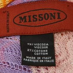 Pre Owned Missoni Multicolor Patterned Cotton Knit Stole