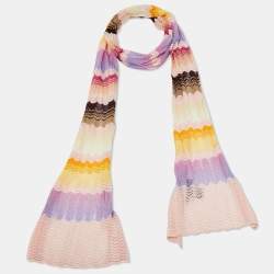 Pre Owned Missoni Multicolor Patterned Cotton Knit Stole
