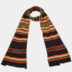 Pre Owned M Missoni Multicolor Patterned Cotton Knit Stole