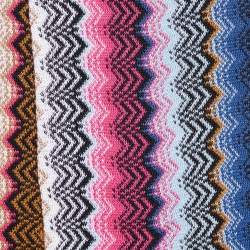 Pre Owned Missoni Multicolor Zig Zag Knit Cotton Knit Fringed Scarf