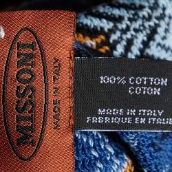 Pre Owned Missoni Multicolor Zig Zag Knit Cotton Knit Fringed Scarf