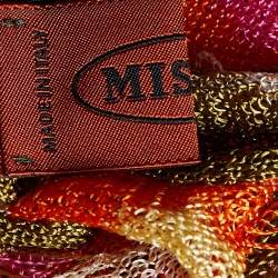 Pre Owned Missoni Multicolor Zig Zag Knit Fringed Scarf
