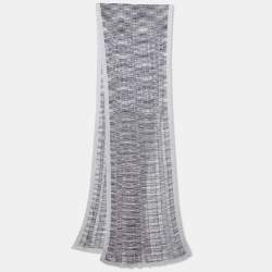 Pre Owned Missoni Grey Ribbed Lurex Knit Stole