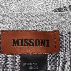 Pre Owned Missoni Grey Ribbed Lurex Knit Stole