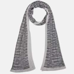 Pre Owned Missoni Grey Ribbed Lurex Knit Stole