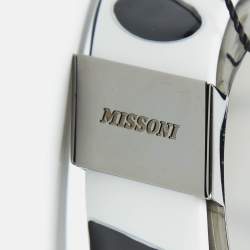 Missoni Monochrome Logo Resin Gunmetal Tone Cuff Bracelet