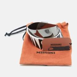Missoni Monochrome Logo Resin Gunmetal Tone Cuff Bracelet