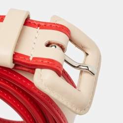 Pre Owned Missoni Red/Beige Stripe Leather Buckle Belt 85 CM