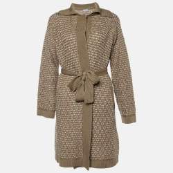 Missoni Brown Patterned Wool Knit Belted Cardigan M