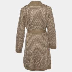 Missoni Brown Patterned Wool Knit Belted Cardigan M