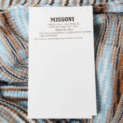Pre Owned Missoni Blue Patterned Knit Cardigan M