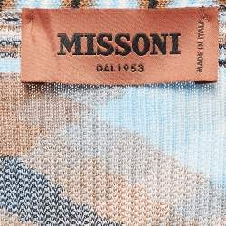 Pre Owned Missoni Blue Patterned Knit Cardigan M